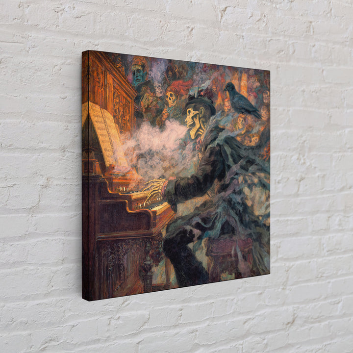 The Phantom Organist, Grotesque Carnival Art, Square Wall Art, Gothic Horror Wall Art, Framed Canvas Print, Halloween Wall Art