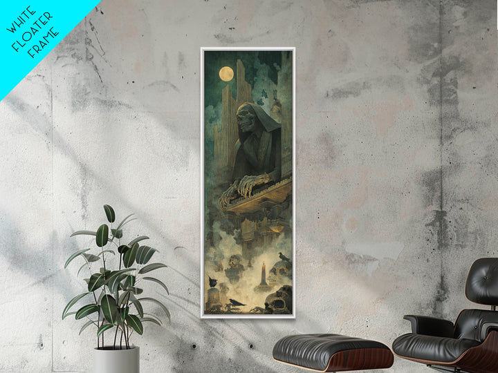 The Phantom Organist, Surreal Apocalyptic Art, Tall Narrow Wall Art, Gothic Horror Wall Art, Canvas Print, Halloween Wall Art