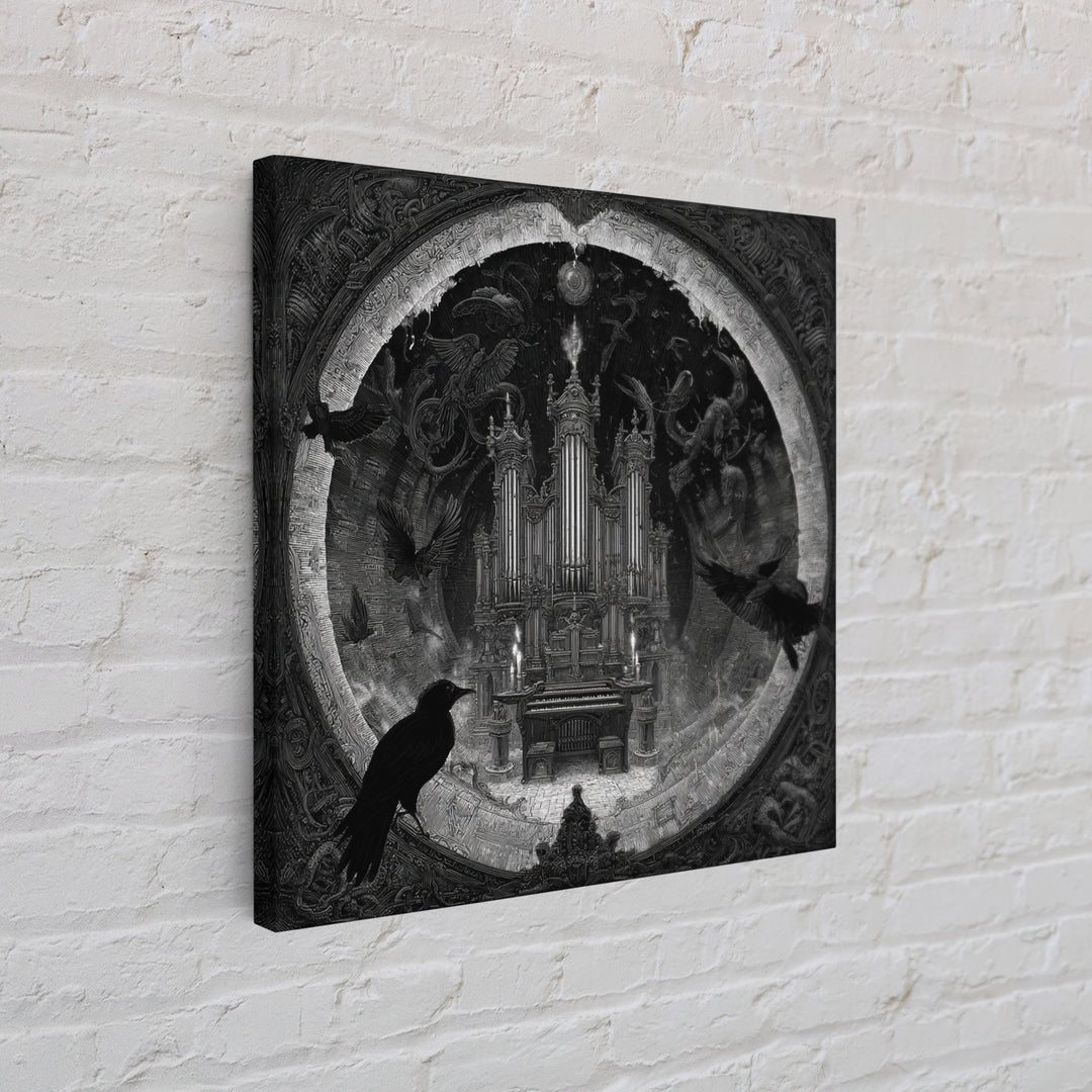 The Phantom Organist, Biomechanical Horror Art, Square Wall Art, Macabre Wall Art, Canvas Print, Halloween Wall Art, Gothic Home Decor
