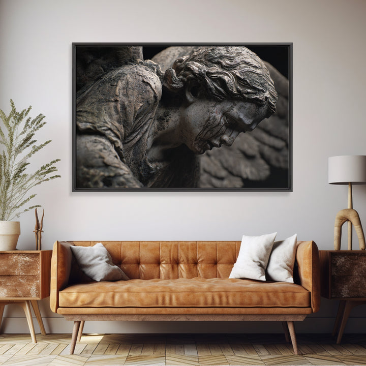 The Weeping Cemetery Angel, Dark Renaissance Art, Landscape Wall Art, Gothic Horror Wall Art, Canvas Print, Halloween Wall Art