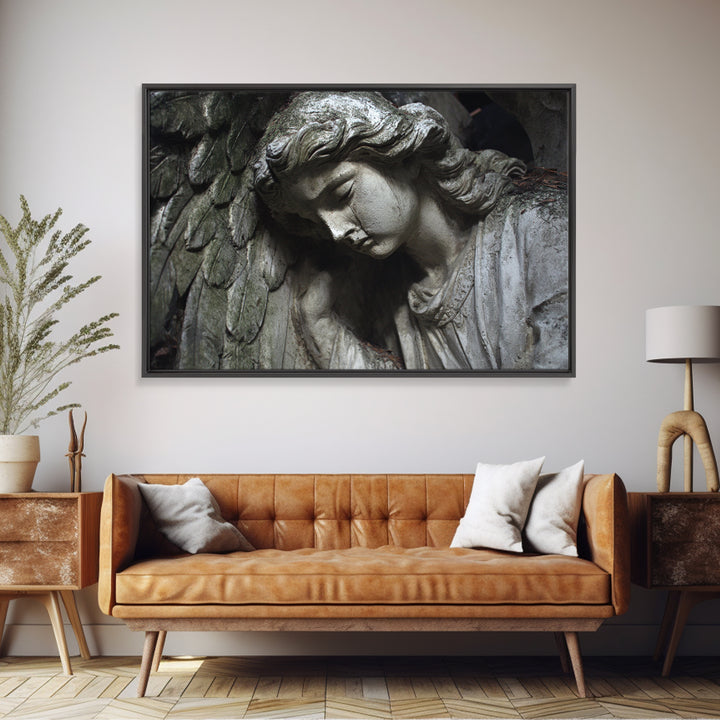The Weeping Cemetery Angel, Gothic Nightmare Art, Landscape Wall Art, Dark Halloween Decor, Canvas Print, Halloween Wall Art