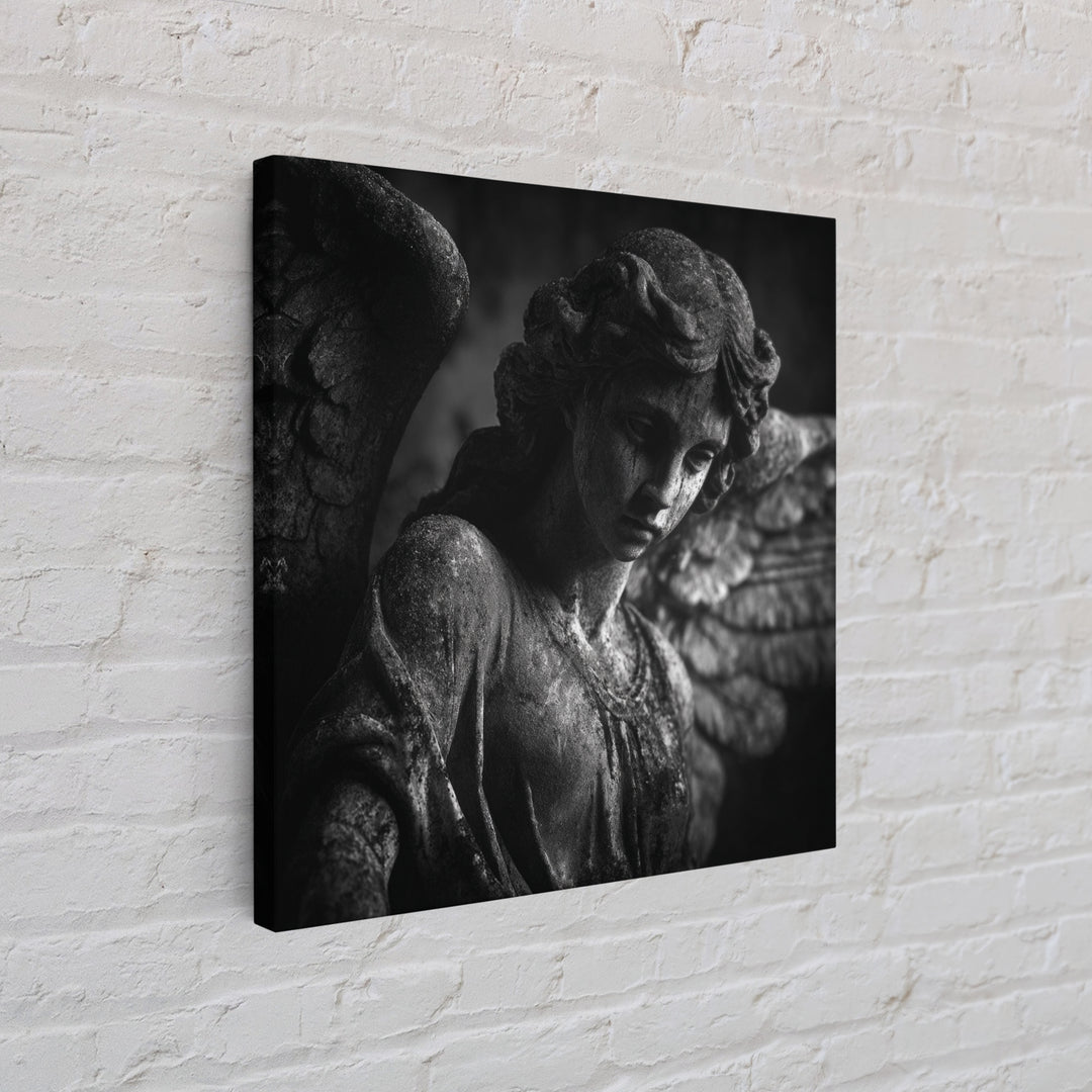 The Weeping Cemetery Angel, Biomechanical Horror Art, Square Wall Art, Gothic Horror Wall Art, Canvas Print, Halloween Wall Art