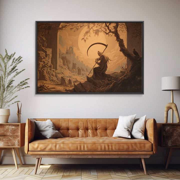 The Fog-Bound Reaper, Romantic Gothic Landscape, Landscape Wall Art, Dark Fantasy Wall Art, Canvas Print, Halloween Wall Art