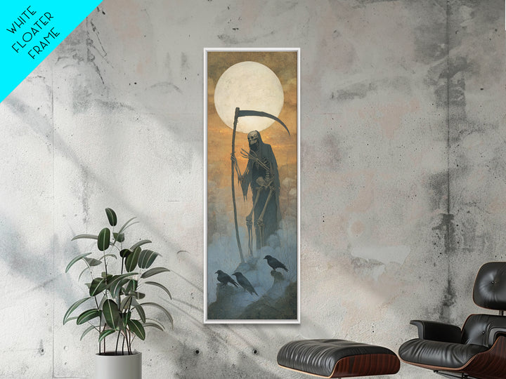 The Fog-Bound Reaper, Surreal Apocalyptic Art, Tall Narrow Wall Art, Gothic Horror Wall Art, Framed Canvas Print, Halloween Wall Art