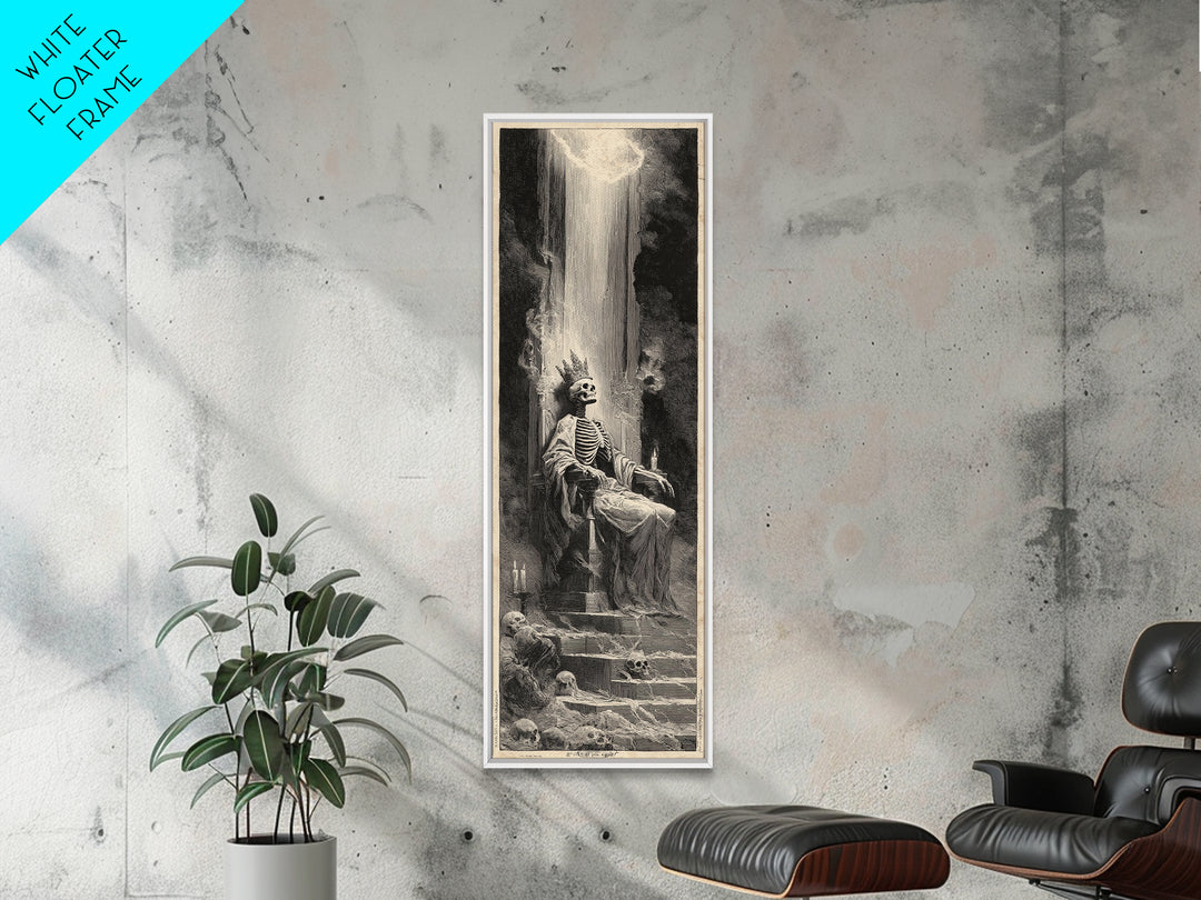 The Bone Queen, Gothic Engraving Art, Tall Narrow Wall Art, Dark Fantasy Wall Art, Framed Canvas Print, Halloween Wall Art