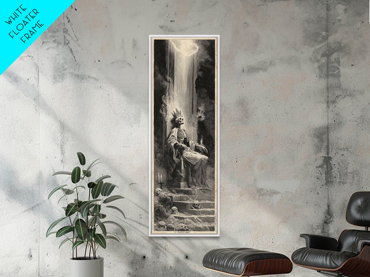 The Bone Queen, Gothic Engraving Art, Tall Narrow Wall Art, Dark Fantasy Wall Art, Framed Canvas Print, Halloween Wall Art