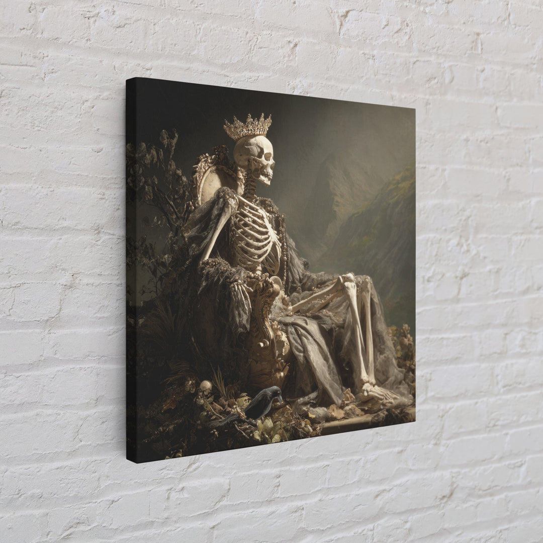 The Bone Queen, Baroque Witchcraft Art, Square Wall Art, Macabre Wall Art, Framed Canvas Print, Halloween Wall Art, Halloween Decor