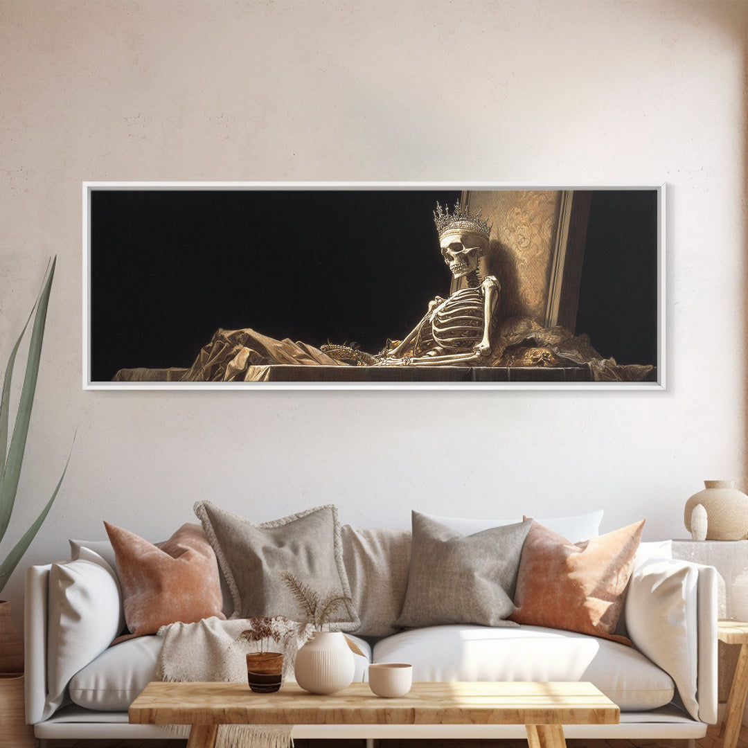 The Bone Queen, Visionary Gothic Art, Extra Wide Wall Art, Dark Halloween Decor, Canvas Print, Halloween Wall Art, Dark Fantasy Art