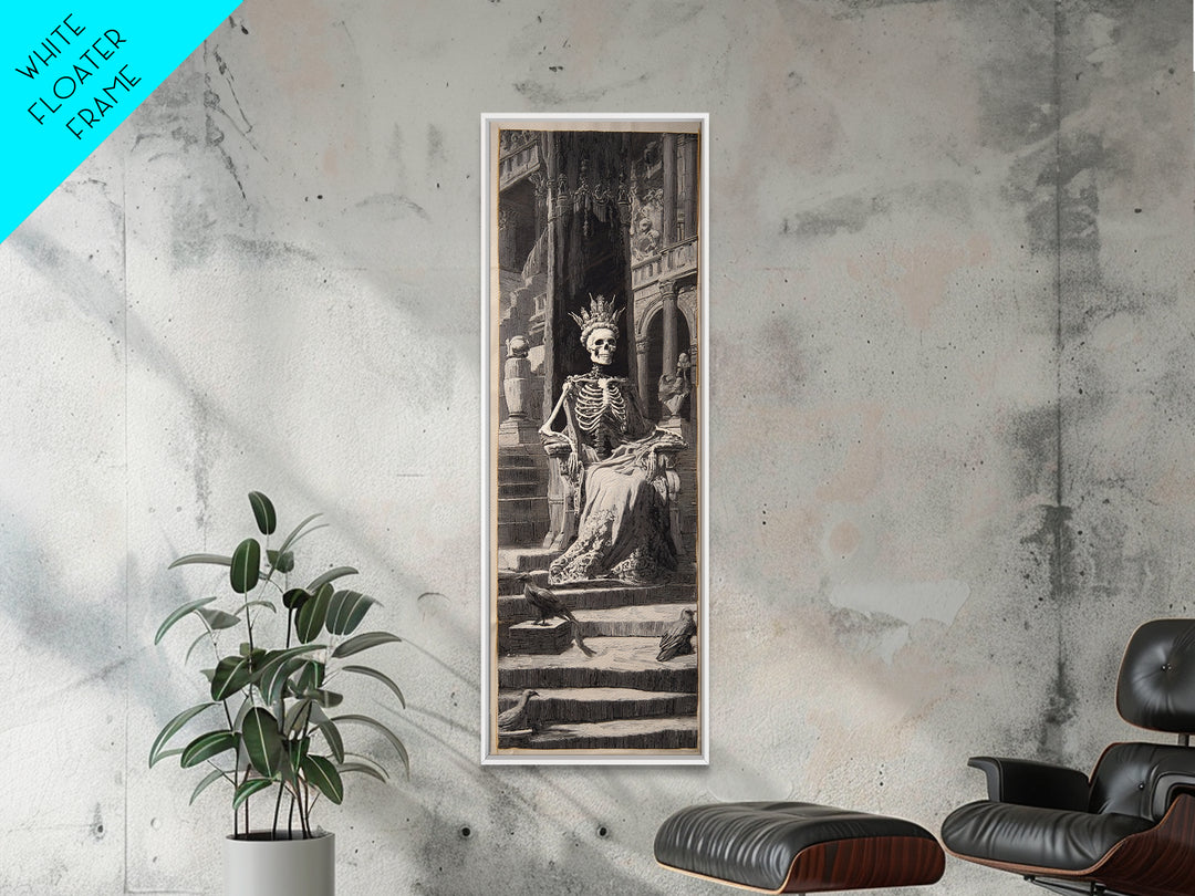 The Bone Queen, Architectural Etching Art, Tall Narrow Wall Art, Gothic Horror Wall Art, Canvas Print, Halloween Wall Art