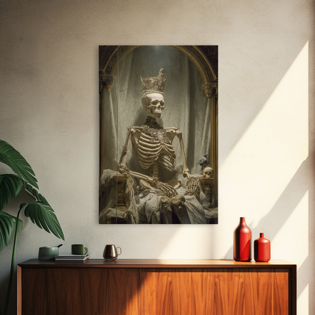The Bone Queen, Decadent Gothic Art, Vertical Wall Art, Gothic Horror Wall Art, Canvas Print, Halloween Wall Art, Dark Fantasy Art