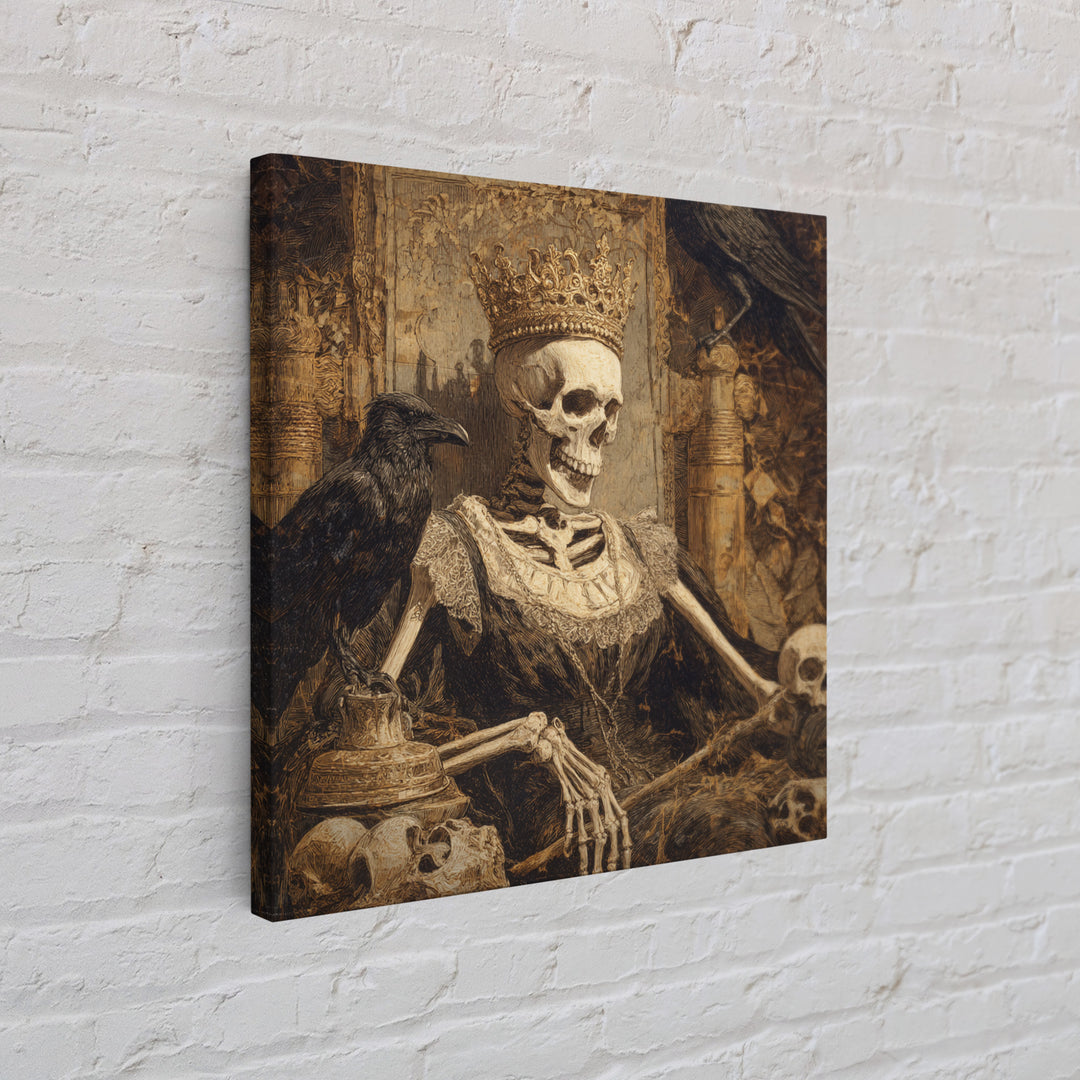 The Bone Queen, Symbolist Etching Art, Square Wall Art, Dark Fantasy Wall Art, Canvas Print, Halloween Wall Art, Horror Wall Art