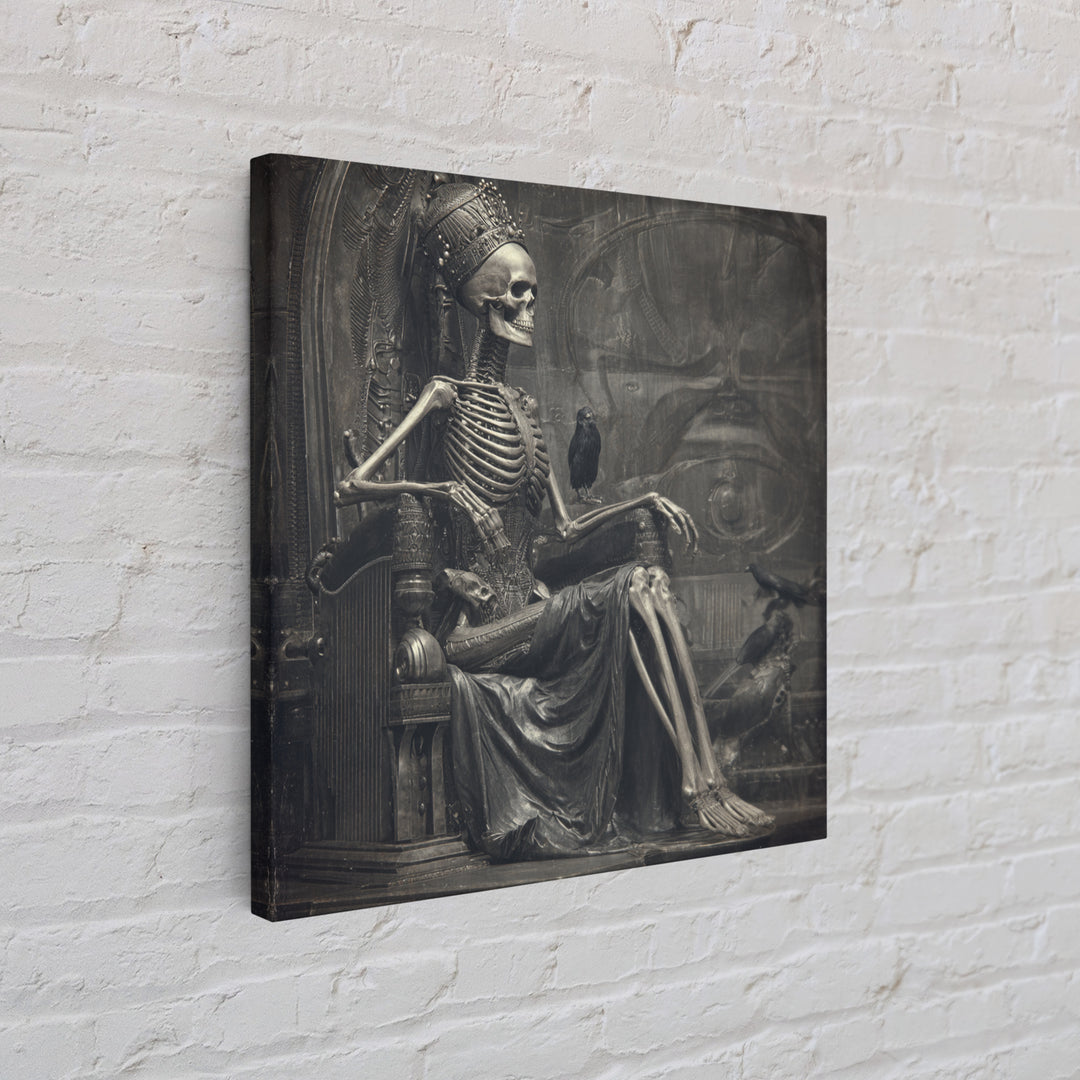 The Bone Queen, Biomechanical Horror Art, Square Wall Art, Dark Halloween Decor, Canvas Print, Halloween Wall Art, Statement Wall Art