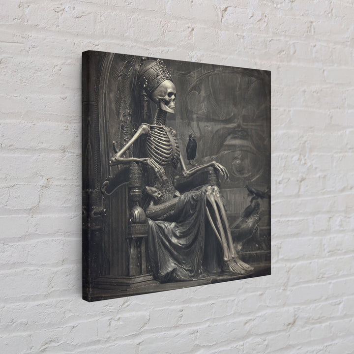 The Bone Queen, Biomechanical Horror Art, Square Wall Art, Dark Halloween Decor, Canvas Print, Halloween Wall Art, Statement Wall Art