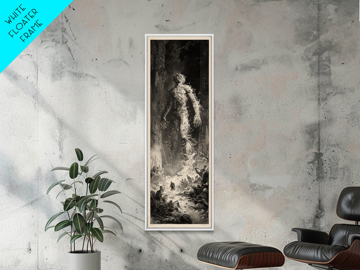 The Candlewax Man, Gothic Engraving Art, Tall Narrow Wall Art, Gothic Horror Wall Art, Framed Canvas Print, Halloween Wall Art