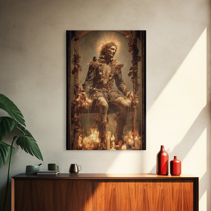 The Candlewax Man, Dark Renaissance Art, Vertical Wall Art, Dark Fantasy Wall Art, Canvas Print, Halloween Wall Art