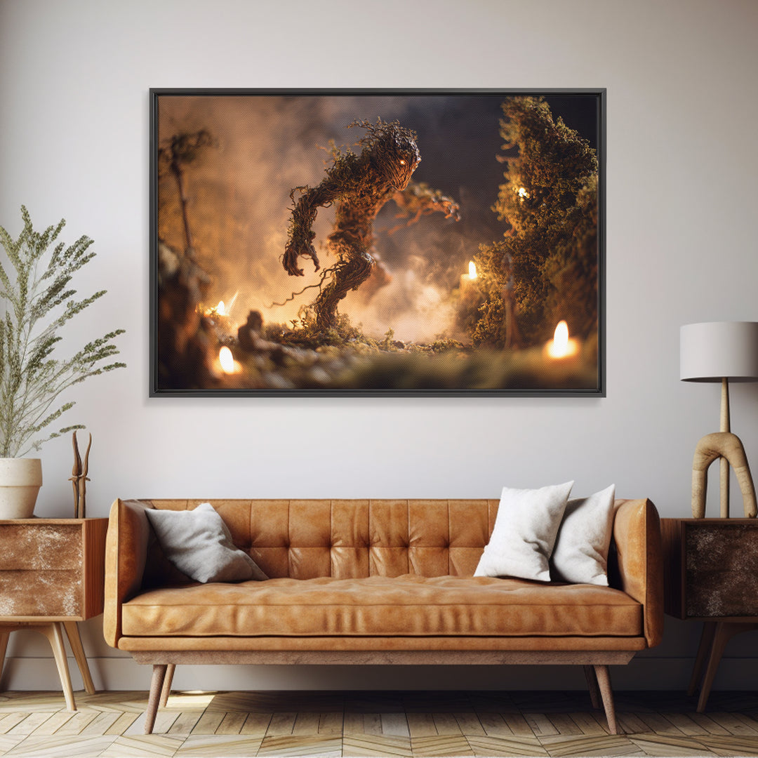 The Candlewax Man, Baroque Witchcraft Art, Landscape Wall Art, Macabre Wall Art, Framed Canvas Print, Halloween Wall Art