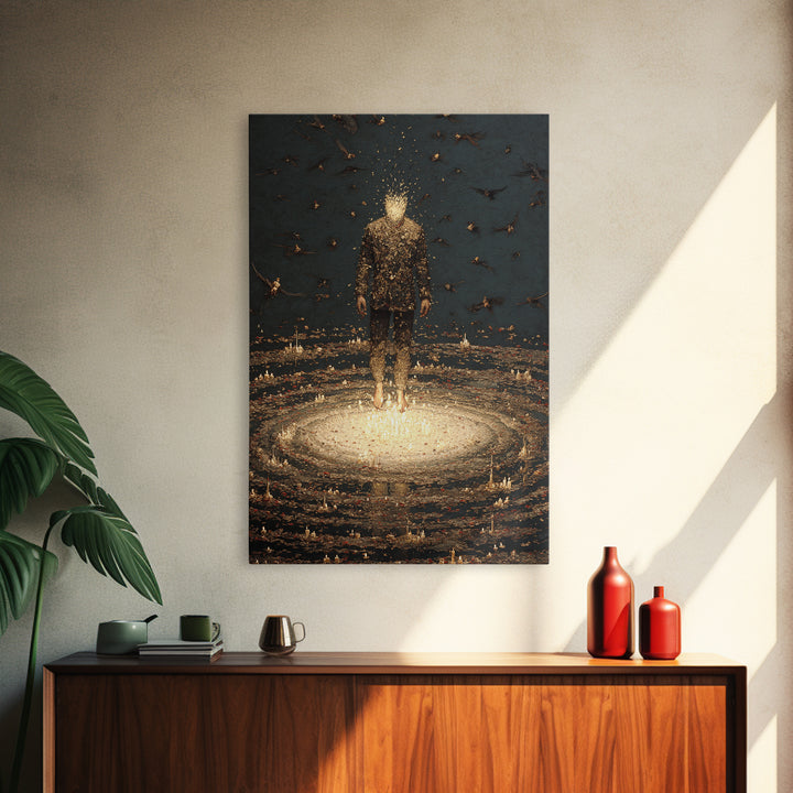 The Candlewax Man, Dark Romantic Horror Art, Vertical Wall Art, Macabre Wall Art, Framed Canvas Print, Halloween Wall Art