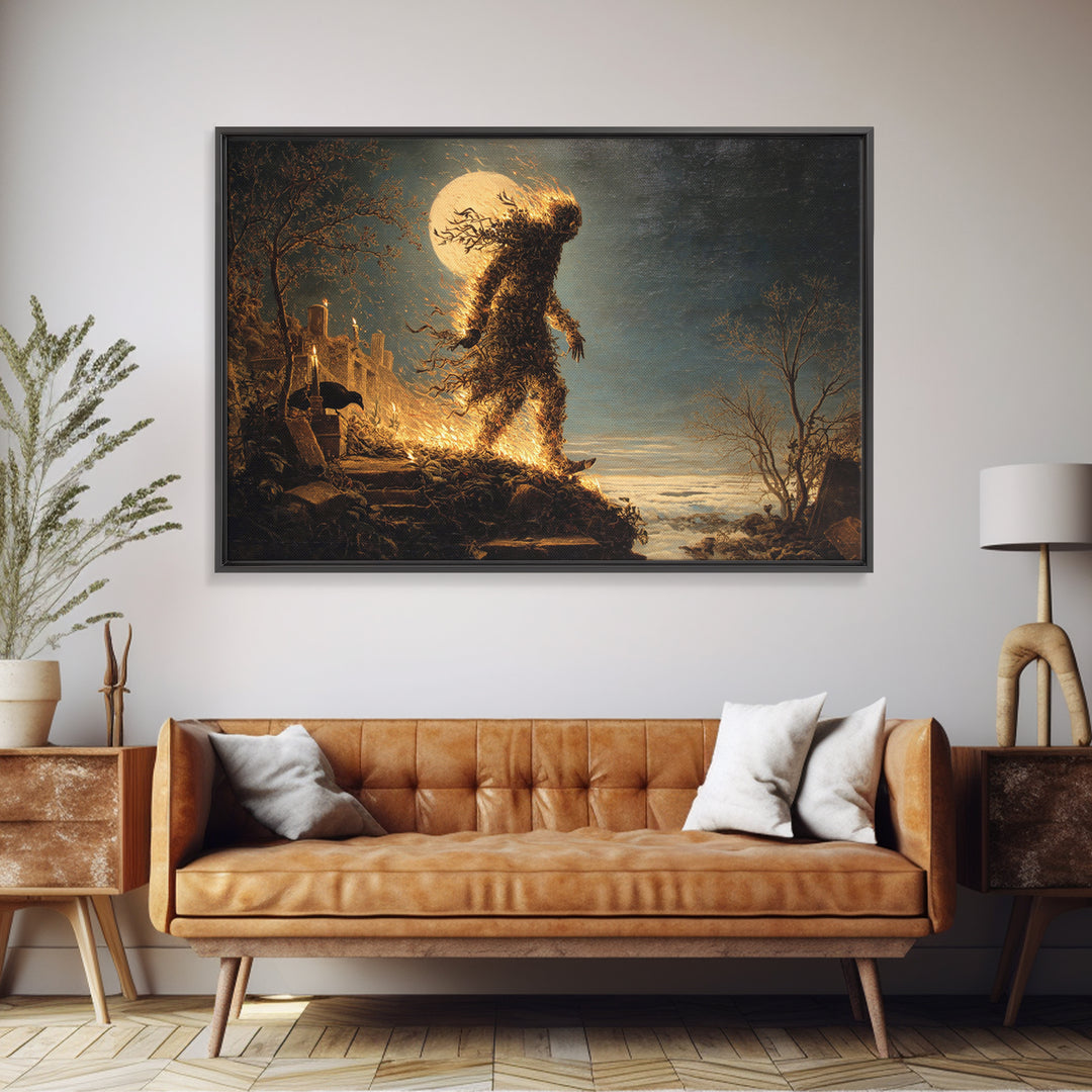 The Candlewax Man, Romantic Gothic Landscape, Landscape Wall Art, Macabre Wall Art, Framed Canvas Print, Halloween Wall Art
