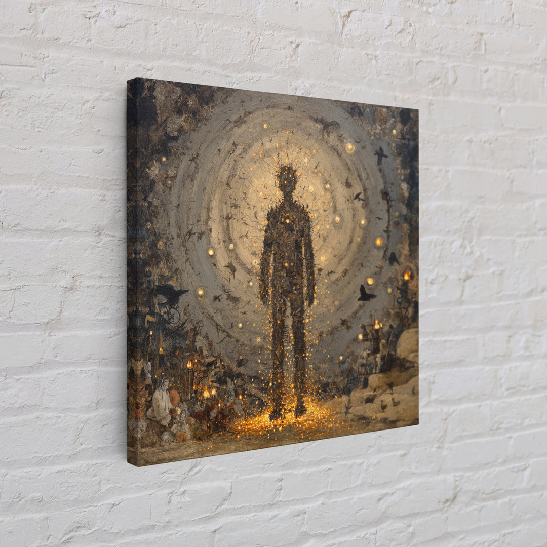The Candlewax Man, Symbolist Dream Art, Square Wall Art, Dark Fantasy Wall Art, Framed Canvas Print, Halloween Wall Art