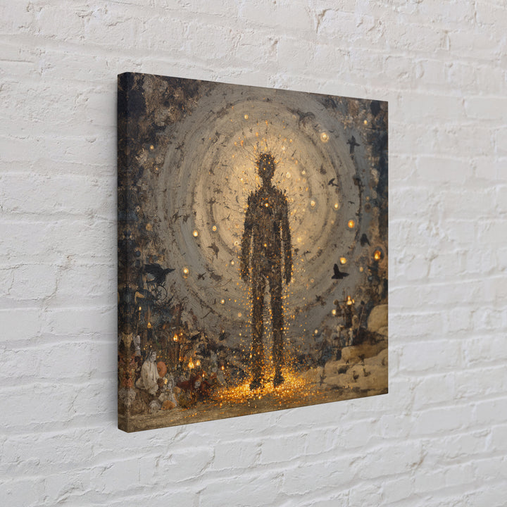 The Candlewax Man, Symbolist Dream Art, Square Wall Art, Dark Fantasy Wall Art, Framed Canvas Print, Halloween Wall Art