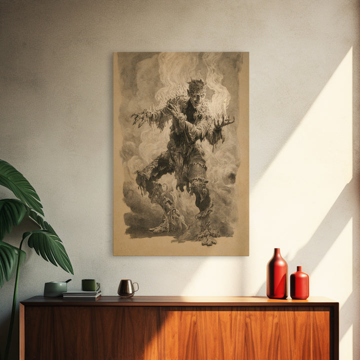The Candlewax Man, Decadent Gothic Art, Vertical Wall Art, Dark Fantasy Wall Art, Framed Canvas Print, Halloween Wall Art