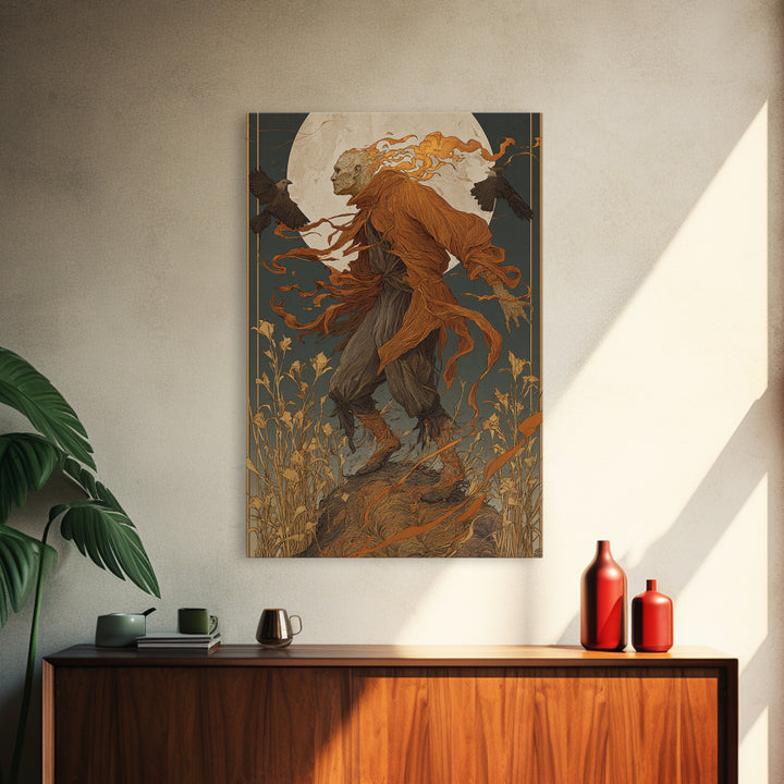 The Candlewax Man, Symbolist Death Art, Vertical Wall Art, Macabre Wall Art, Framed Canvas Print, Halloween Wall Art