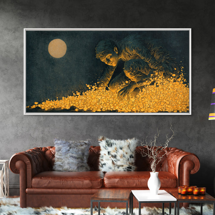 The Candlewax Man, Expressionist Nightmare Art, Wide Panoramic Art, Dark Halloween Decor, Canvas Print, Halloween Wall Art