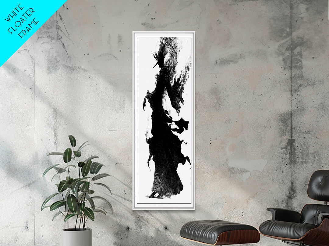 The Candlewax Man, Decadent Line Art, Vertical Wall Art, Dark Fantasy Wall Art, Framed Canvas Print, Halloween Wall Art