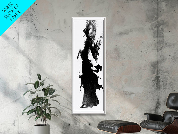 The Candlewax Man, Decadent Line Art, Vertical Wall Art, Dark Fantasy Wall Art, Framed Canvas Print, Halloween Wall Art