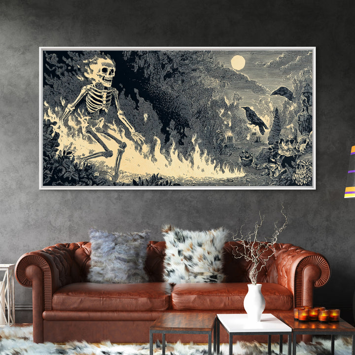 The Candlewax Man, Macabre Folk Print Art, Wide Panoramic Art, Dark Fantasy Wall Art, Canvas Print, Halloween Wall Art