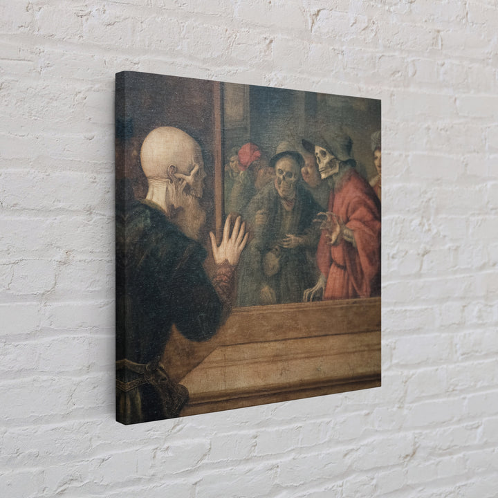 The Mirror Spirit, Danse Macabre Art, Square Wall Art, Dark Halloween Decor, Framed Canvas Print, Halloween Wall Art