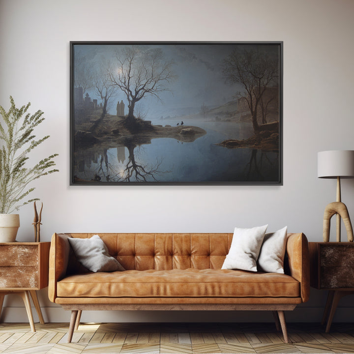 The Mirror Spirit, Romantic Gothic Landscape, Landscape Wall Art, Macabre Wall Art, Canvas Print, Halloween Wall Art