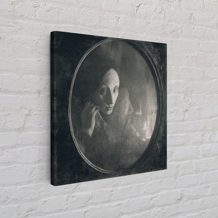 The Mirror Spirit, Symbolist Dream Art, Square Wall Art, Gothic Horror Wall Art, Framed Canvas Print, Halloween Wall Art