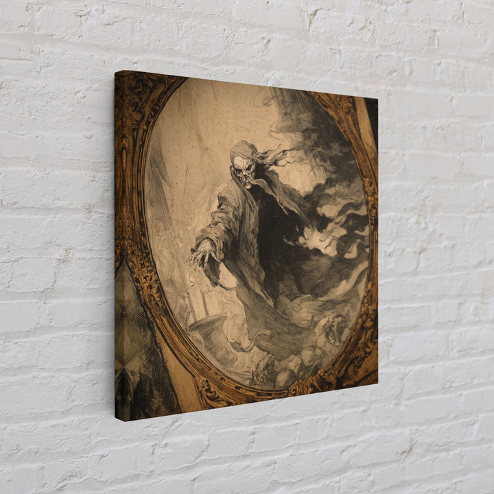 The Mirror Spirit, Decadent Gothic Art, Square Wall Art, Dark Halloween Decor, Framed Canvas Print, Halloween Wall Art