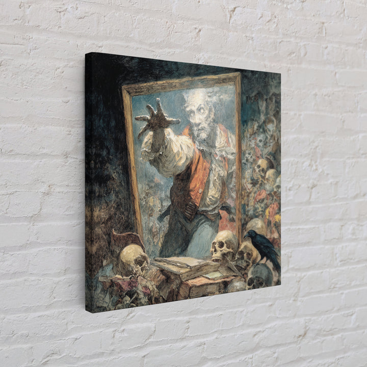 The Mirror Spirit, Grotesque Carnival Art, Square Wall Art, Dark Fantasy Wall Art, Framed Canvas Print, Halloween Wall Art