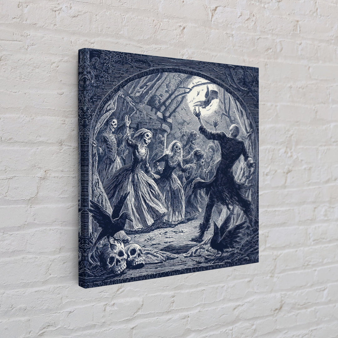 The Mirror Spirit, Macabre Folk Print Art, Square Wall Art, Dark Halloween Decor, Canvas Print, Halloween Wall Art