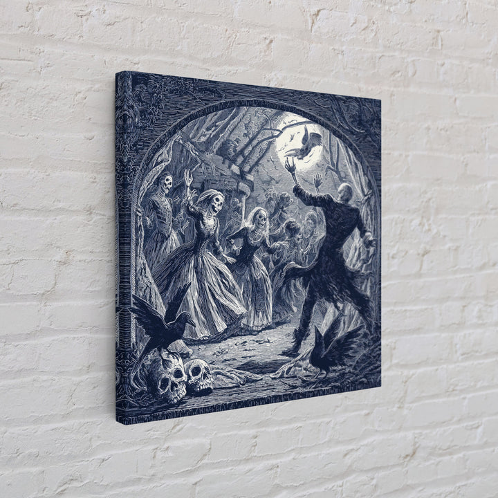 The Mirror Spirit, Macabre Folk Print Art, Square Wall Art, Dark Halloween Decor, Canvas Print, Halloween Wall Art