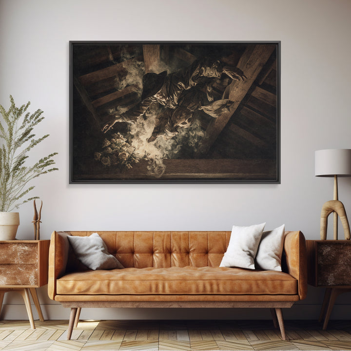 The Attic Whisperer, Dark Renaissance Art, Landscape Wall Art, Macabre Wall Art, Canvas Print, Halloween Wall Art