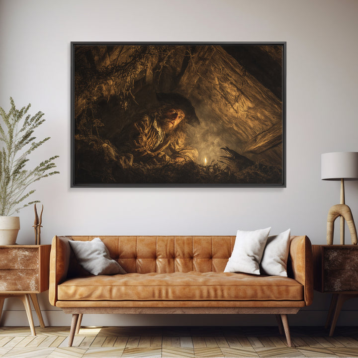 The Attic Whisperer, Baroque Witchcraft Art, Landscape Wall Art, Dark Halloween Decor, Canvas Print, Halloween Wall Art
