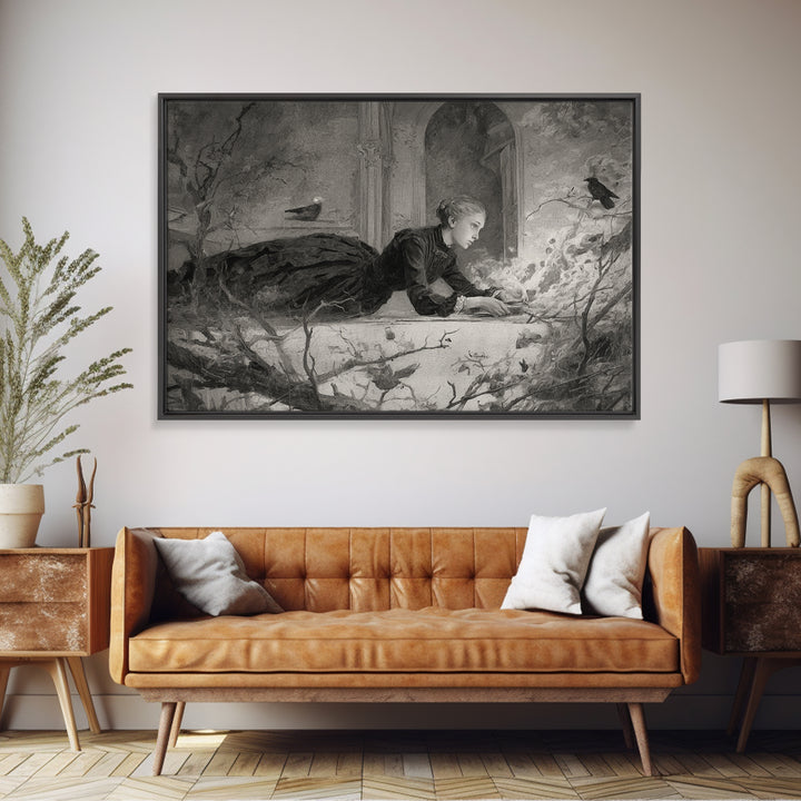 The Attic Whisperer, Symbolist Dream Art, Landscape Wall Art, Macabre Wall Art, Canvas Print, Halloween Wall Art, Halloween Decor