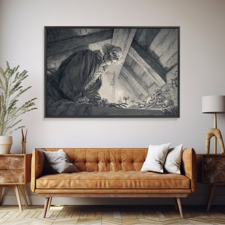 The Attic Whisperer, Decadent Gothic Art, Landscape Wall Art, Dark Halloween Decor, Canvas Print, Halloween Wall Art