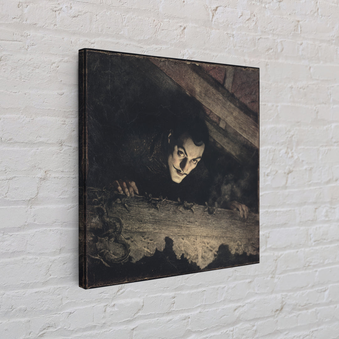 The Attic Whisperer, Dark Symbolist Art, Square Wall Art, Gothic Horror Wall Art, Canvas Print, Halloween Wall Art