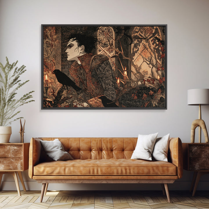 The Attic Whisperer, Stained Glass Gothic Art, Landscape Wall Art, Dark Halloween Decor, Canvas Print, Halloween Wall Art, Macabre Wall Art