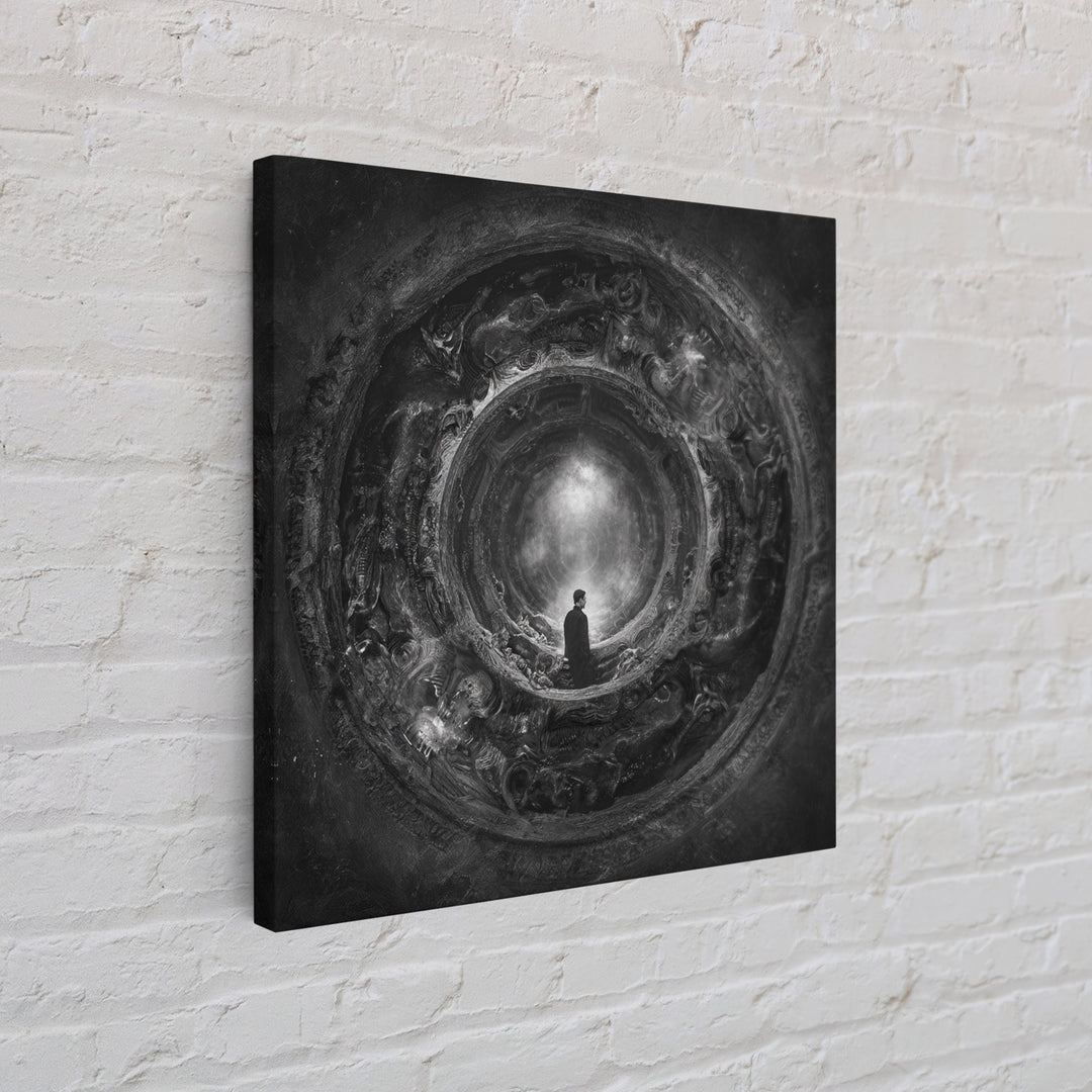 The Attic Whisperer, Biomechanical Horror Art, Square Wall Art, Dark Halloween Decor, Canvas Print, Halloween Wall Art, Statement Wall Art