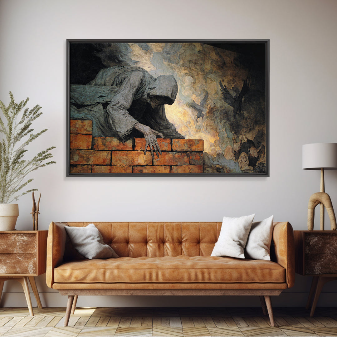The Chimney Phantom, Dark Renaissance Art, Landscape Wall Art, Dark Fantasy Wall Art, Canvas Print, Halloween Wall Art