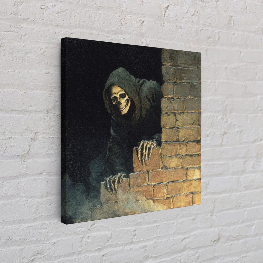 The Chimney Phantom, Danse Macabre Art, Square Wall Art, Gothic Horror Wall Art, Framed Canvas Print, Halloween Wall Art