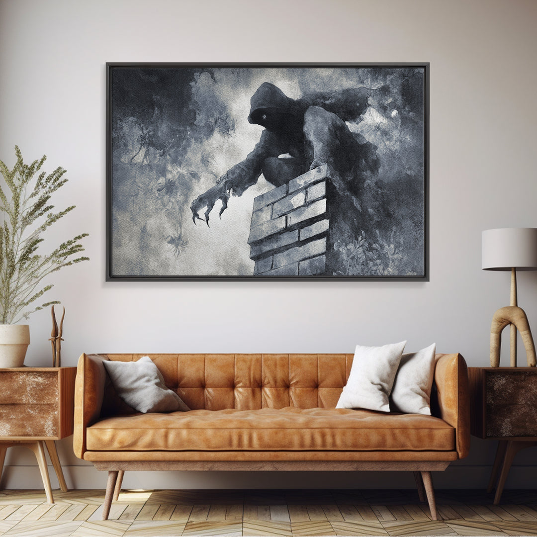 The Chimney Phantom, Symbolist Dream Art, Landscape Wall Art, Dark Fantasy Wall Art, Canvas Print, Halloween Wall Art