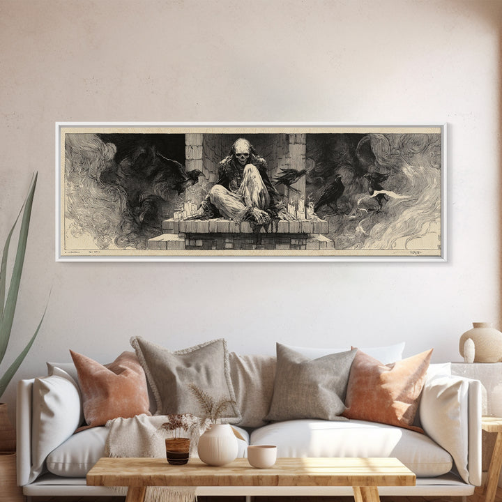 The Chimney Phantom, Decadent Gothic Art, Extra Wide Wall Art, Gothic Horror Wall Art, Framed Canvas Print, Halloween Wall Art