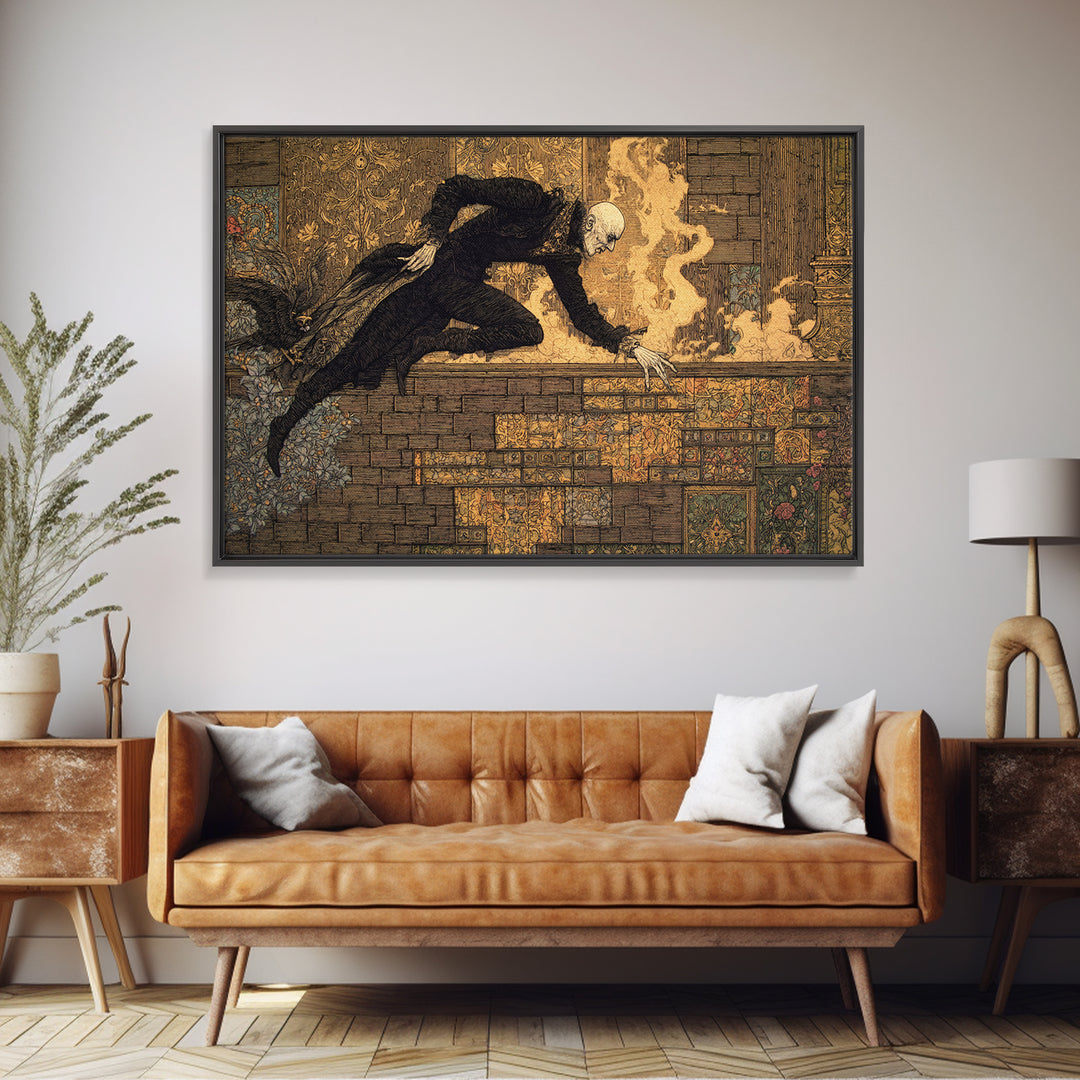 The Chimney Phantom, Stained Glass Gothic Art, Landscape Wall Art, Gothic Horror Wall Art, Canvas Print, Halloween Wall Art