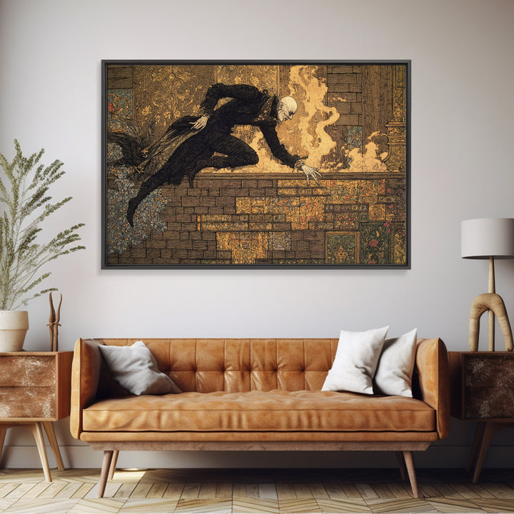 The Chimney Phantom, Stained Glass Gothic Art, Landscape Wall Art, Gothic Horror Wall Art, Canvas Print, Halloween Wall Art